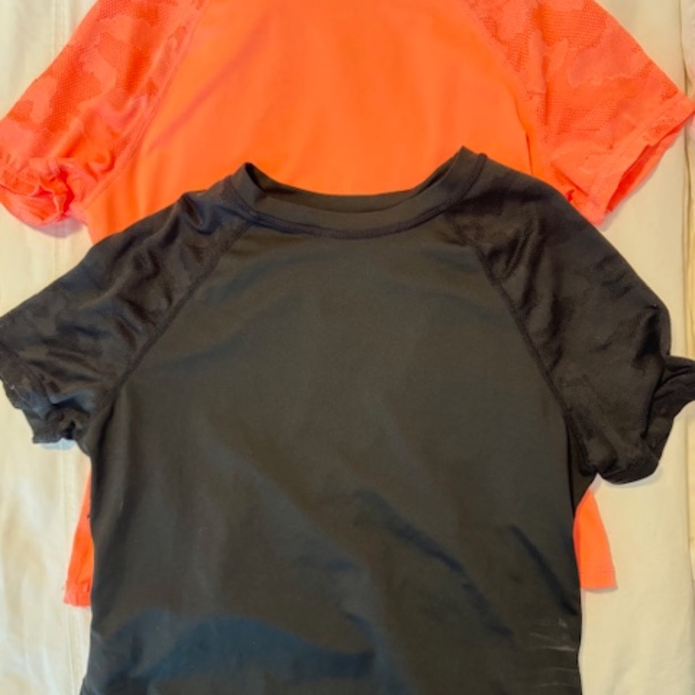 SHEIN Black and Coral Mesh Short Sleeve Tops - 2 tops for 1 price